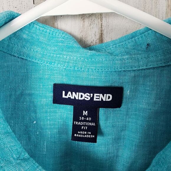 Lands' End Button Down Casual Shirt Teal Size Medium - Picture 3 of 10